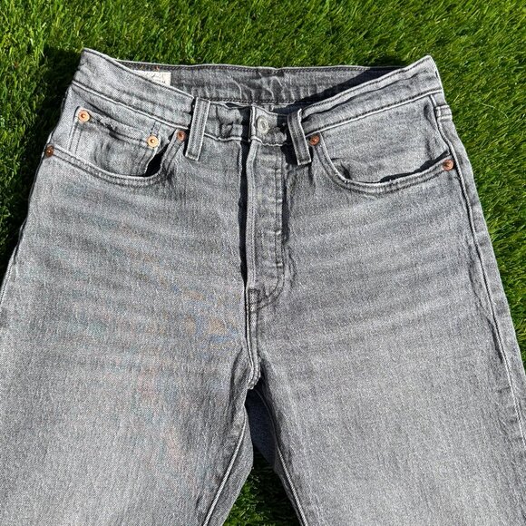 Levi's 501 Premium Crop Jeans - Straight Leg in Gray Worn in - Picture 3 of 13
